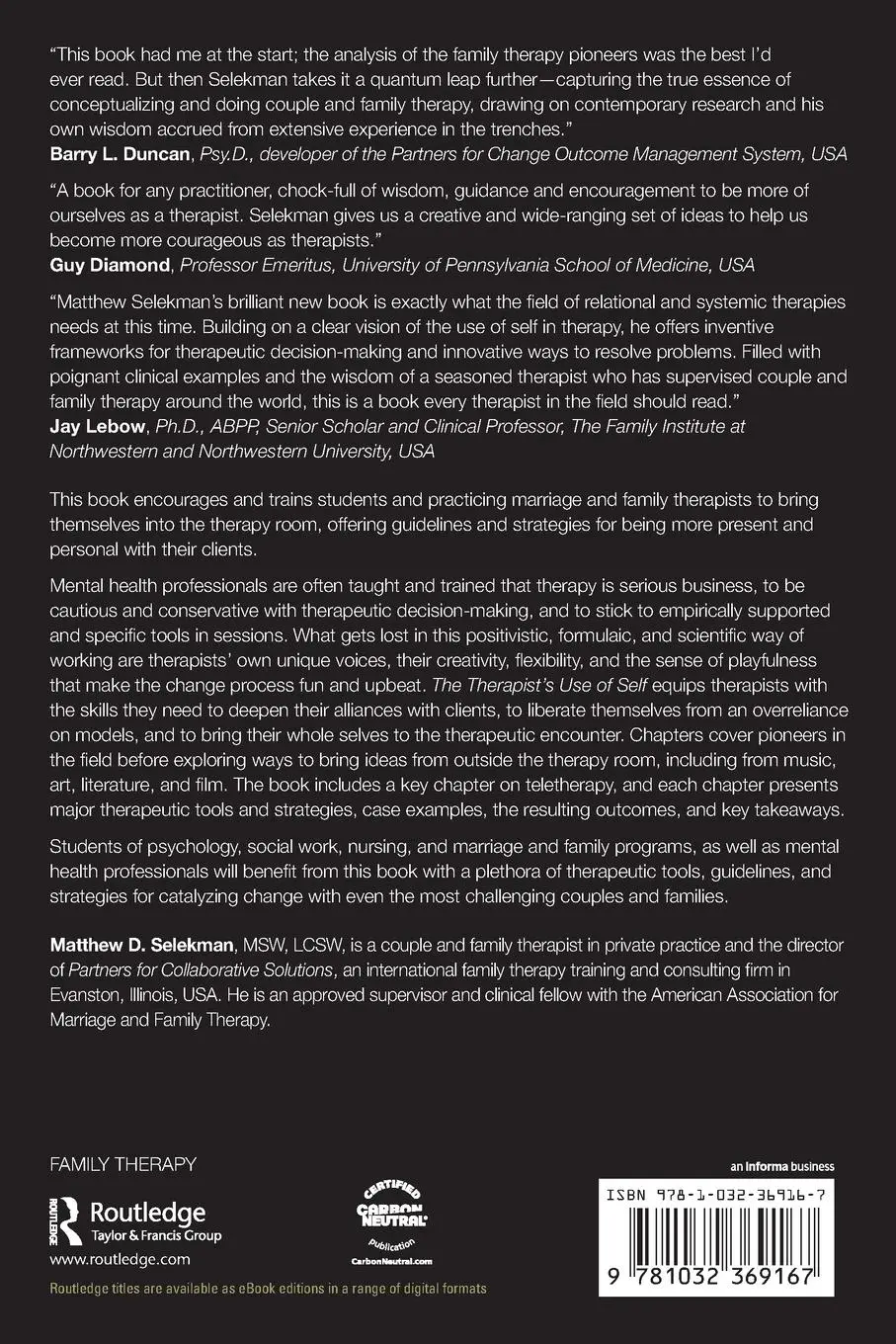 Rückseite: 9781032369167 | The Therapist's Use of Self | Matthew D. Selekman | Taschenbuch | 2023