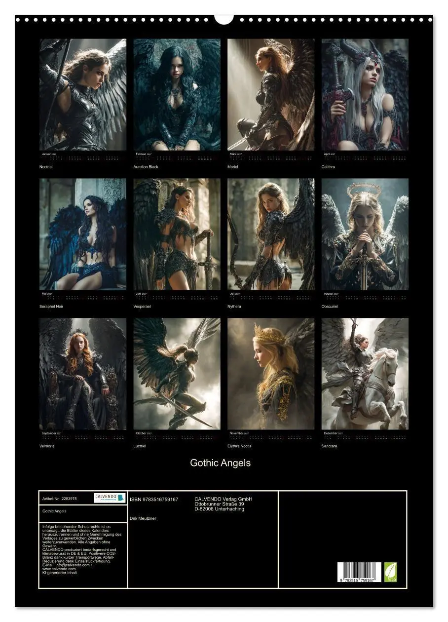 Bild: 9783516759167 | Gothic Angels (Wandkalender 2027 DIN A2 hoch), CALVENDO Monatskalender