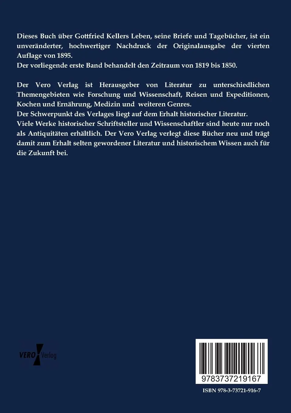Rückseite: 9783737219167 | Gottfried Kellers Leben | Erster Band | Jacob Baechtold (u. a.) | Buch