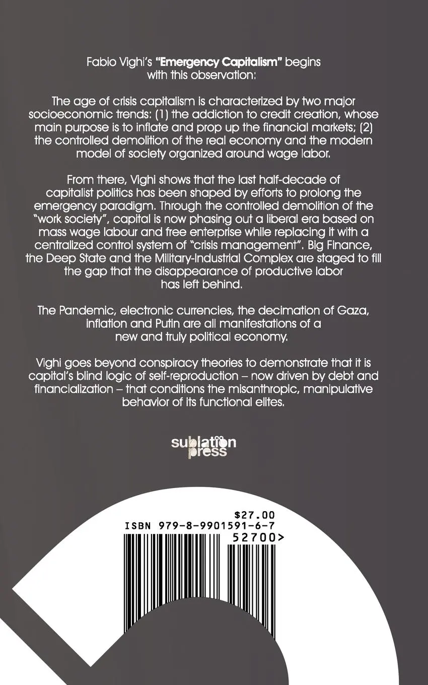 Rückseite: 9798990159167 | Emergency Capitalism | Fabio Vighi | Taschenbuch | Englisch | 2024