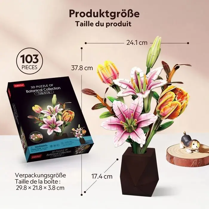 Bild: 7640409429267 | CUBICFUN - 3D Puzzle Pflanzent. Tulpe und Lilie 103 | Spiel | 660871