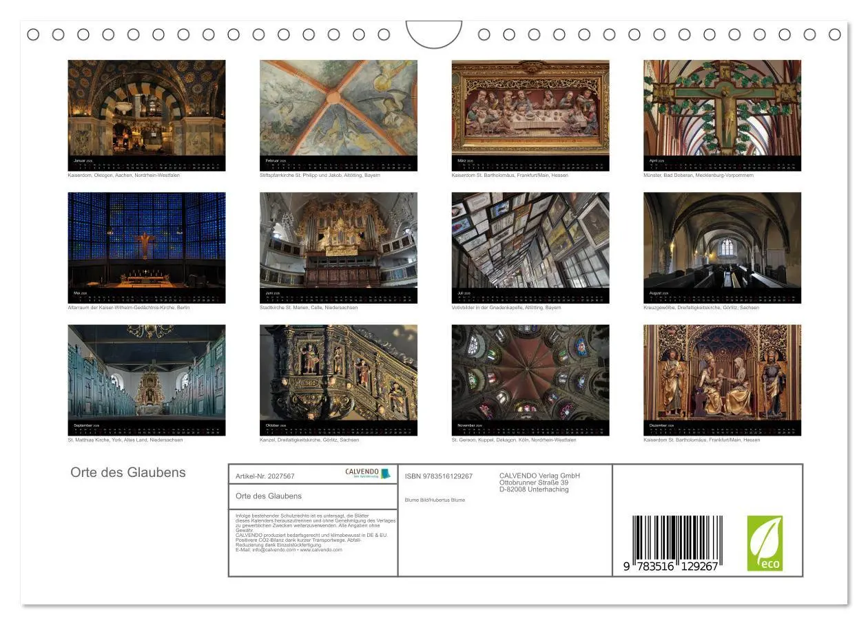 Bild: 9783516129267 | Orte des Glaubens (Wandkalender 2026 DIN A4 quer), CALVENDO...