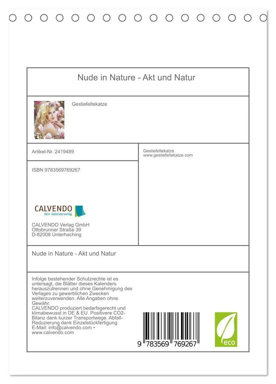 Bild: 9783569769267 | Nude in Nature - Akt und Natur (Tischkalender 2027 DIN A5 hoch),...