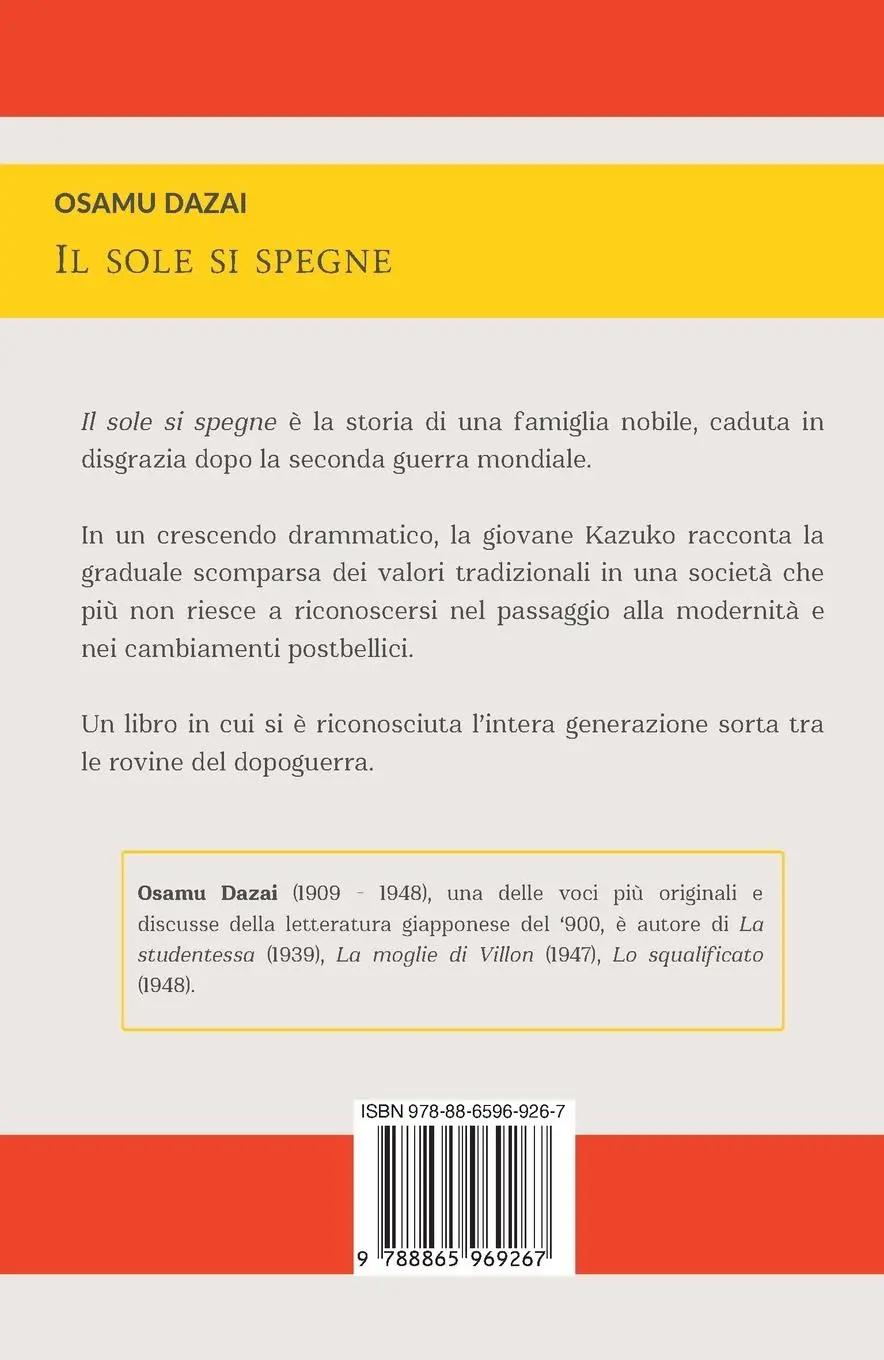 Rückseite: 9788865969267 | IL SOLE SI SPEGNE | Osamu Dazai | Taschenbuch | Italienisch | 2021