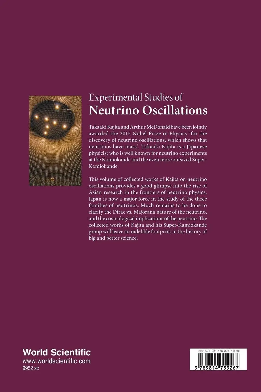 Rückseite: 9789814759267 | EXPERIMENTAL STUDIES OF NEUTRINO OSCILLATIONS | Takaaki Kajita | Buch