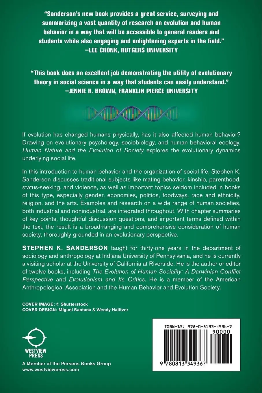 Rückseite: 9780813349367 | Human Nature and the Evolution of Society | Stephen K. Sanderson