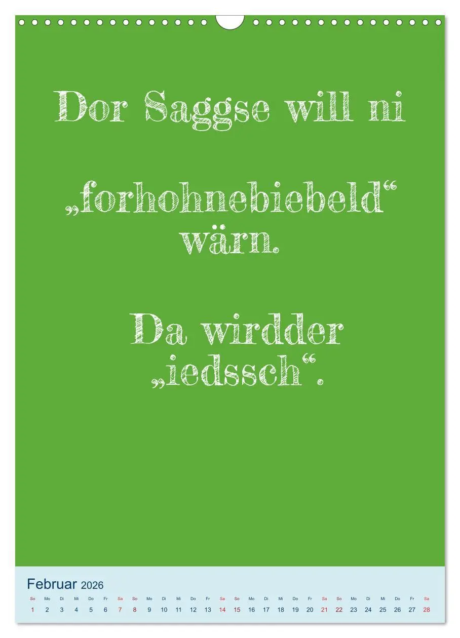 Bild: 9783516359367 | Humorvoller Mundartkalender Sachsen (Wandkalender 2026 DIN A3...