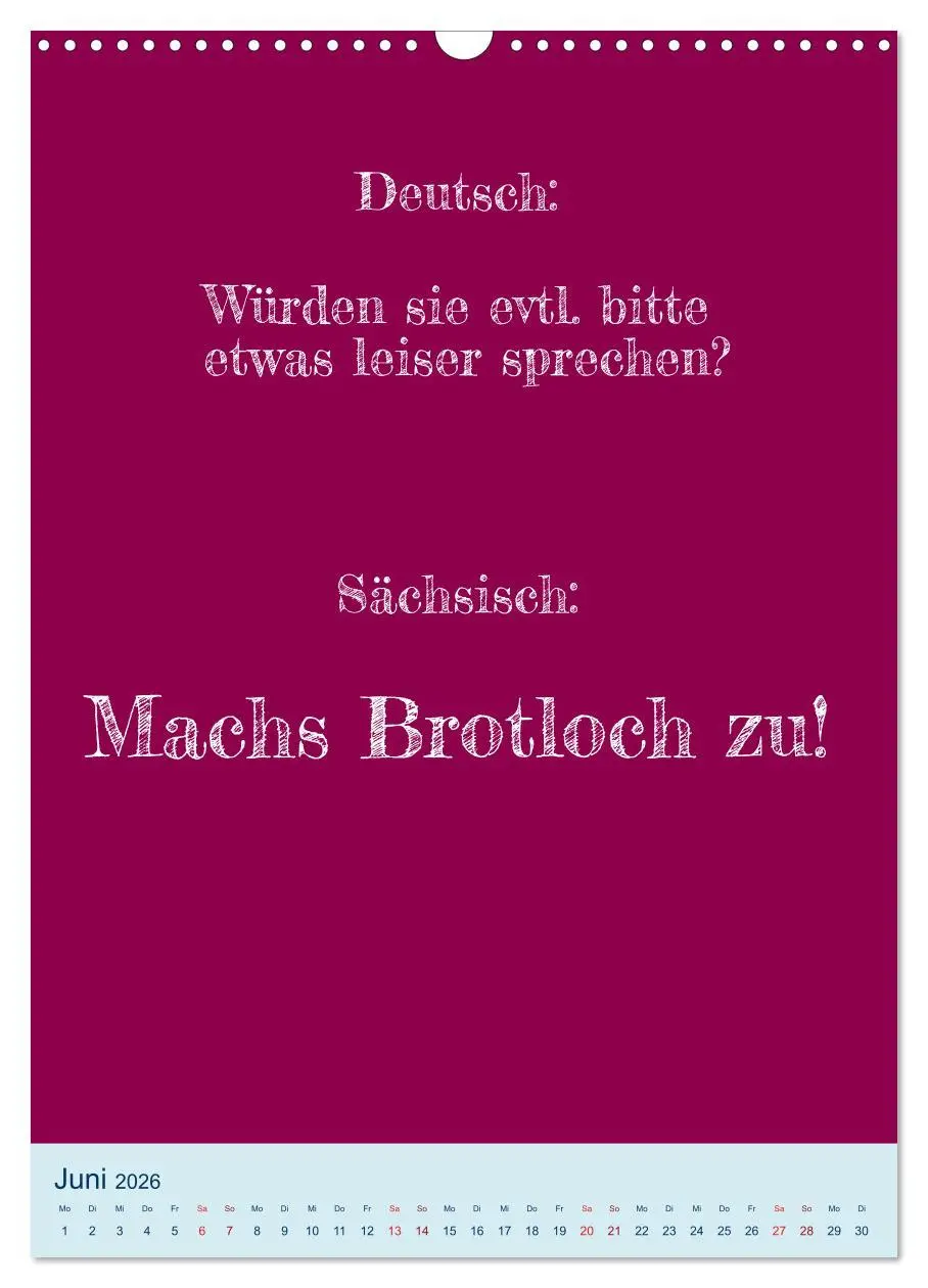 Bild: 9783516359367 | Humorvoller Mundartkalender Sachsen (Wandkalender 2026 DIN A3...