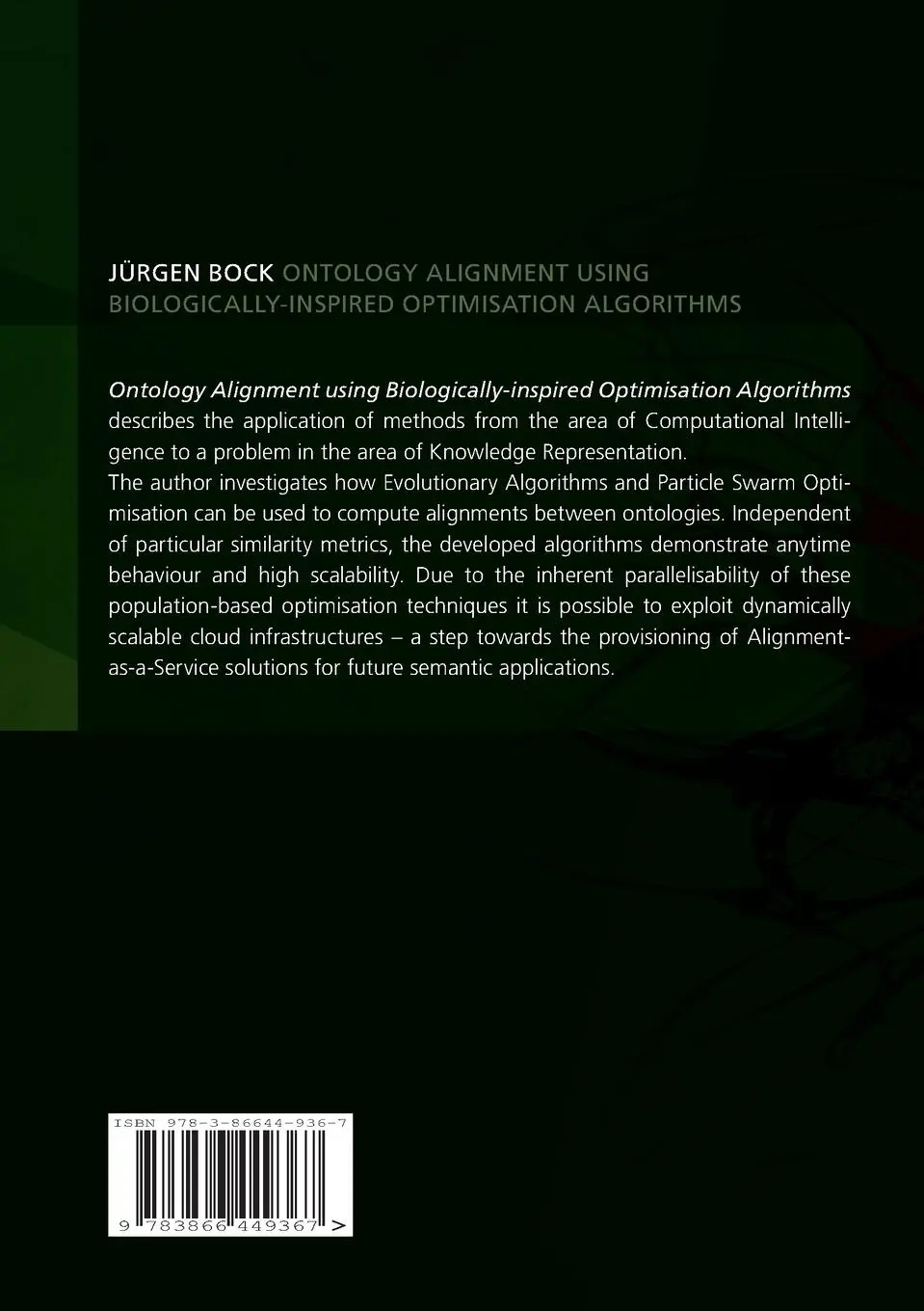 Rückseite: 9783866449367 | Ontology Alignment using Biologically-inspired Optimisation Algorithms