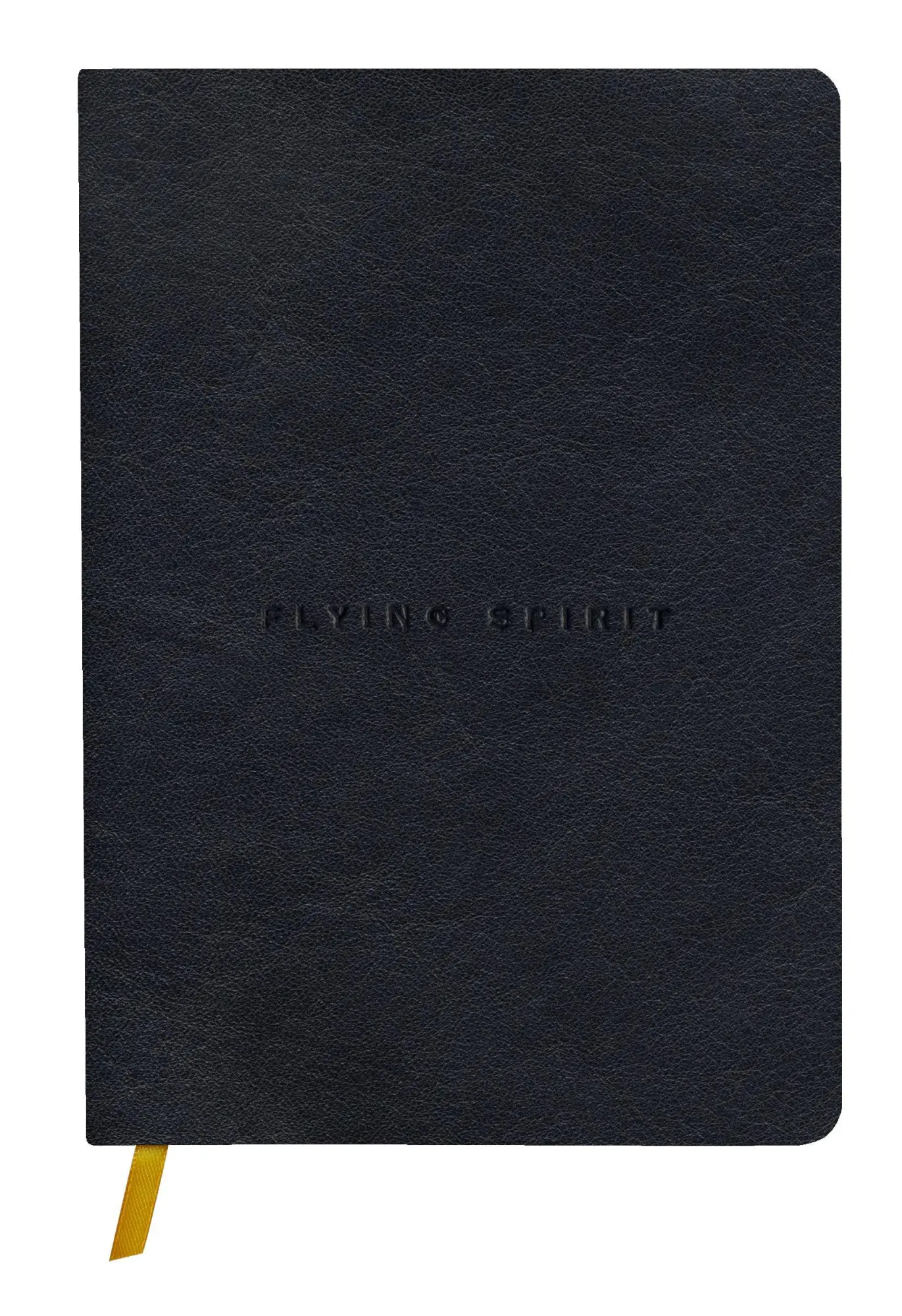 Flying Spirit, Notizbuch A5 mit Fadenbindung und glattem Ledereinband, schwarz, 90 Blatt 90g liniert