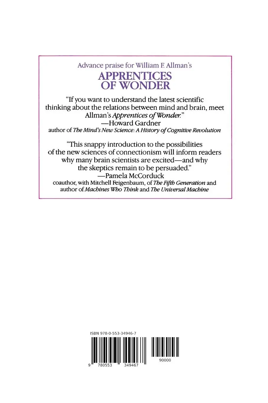 Rückseite: 9780553349467 | Apprentices of Wonder | Inside the Neural Network Revolution | Allman
