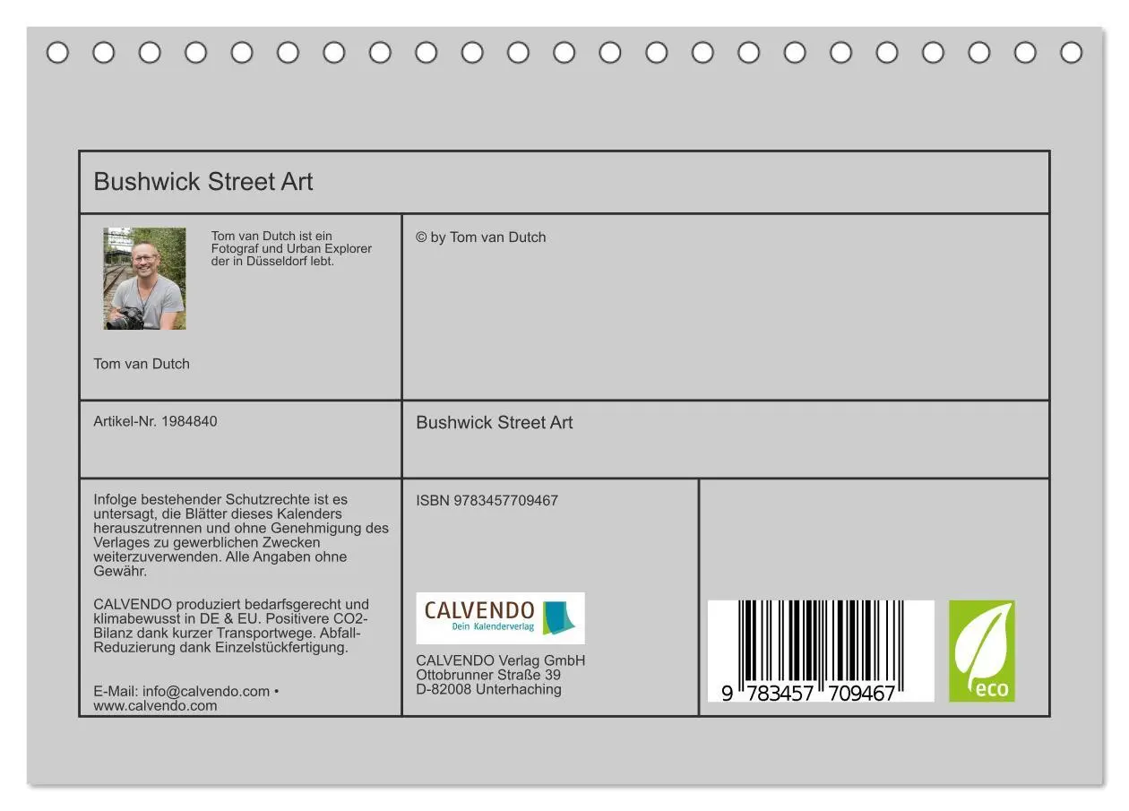 Bild: 9783457709467 | Bushwick Street Art (Tischkalender 2026 DIN A5 quer), CALVENDO...