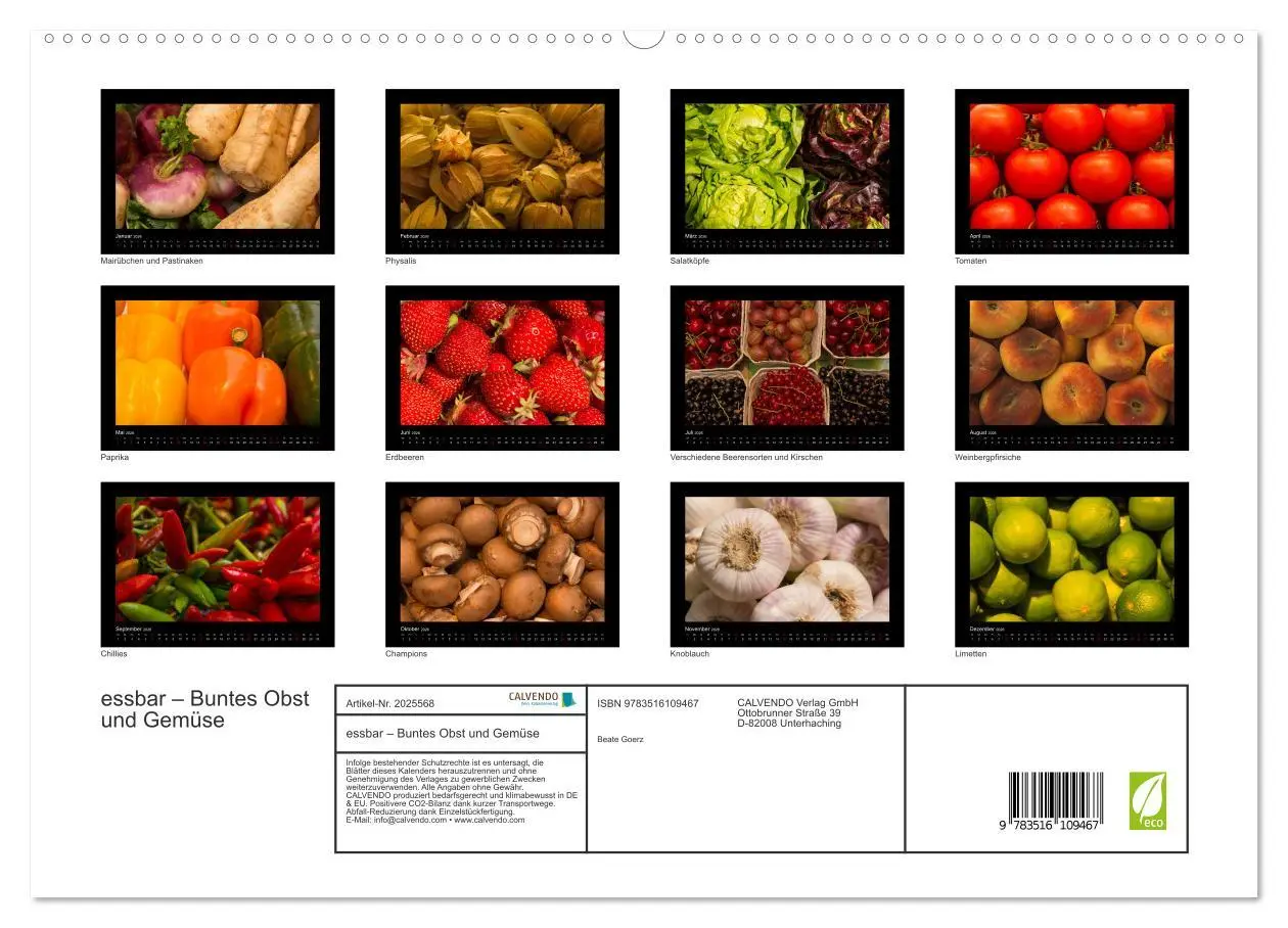 Bild: 9783516109467 | essbar - Buntes Obst und Gemüse (hochwertiger Premium Wandkalender...