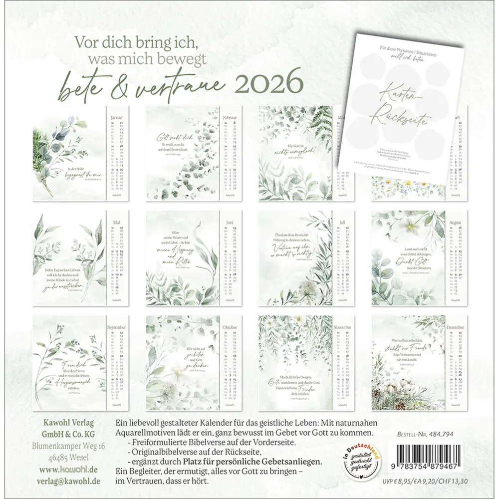 Bild: 9783754879467 | Vor dich bring ich, was mich bewegt 2026 | Kalender | Spiralbindung