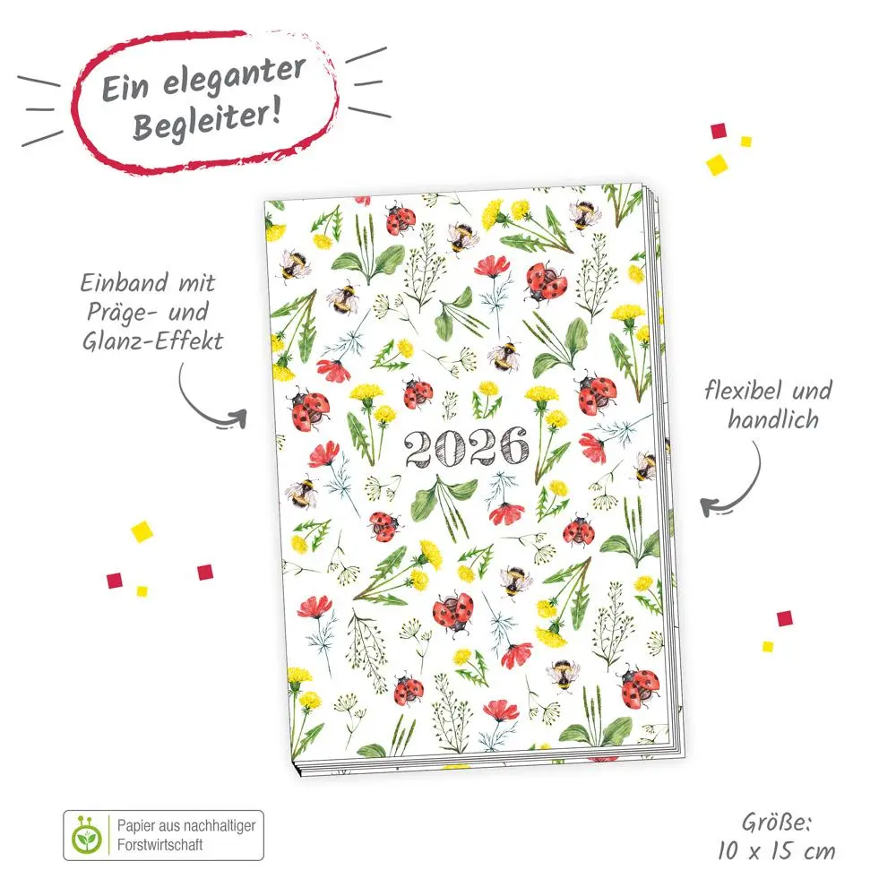 Bild: 4251901509567 | Trötsch Taschenkalender A6 Marienkäfer 2026 | Wochenkalender | KG