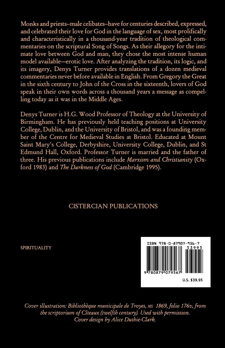 Rückseite: 9780879079567 | Eros and Allegory | Medieval Exegesis of the Song of Songs | Turner
