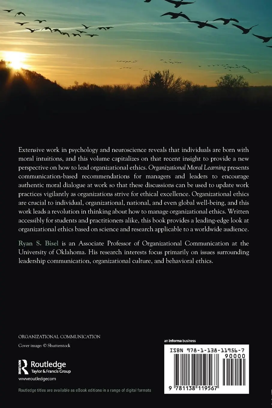 Rückseite: 9781138119567 | Organizational Moral Learning | A Communication Approach | Ryan Bisel