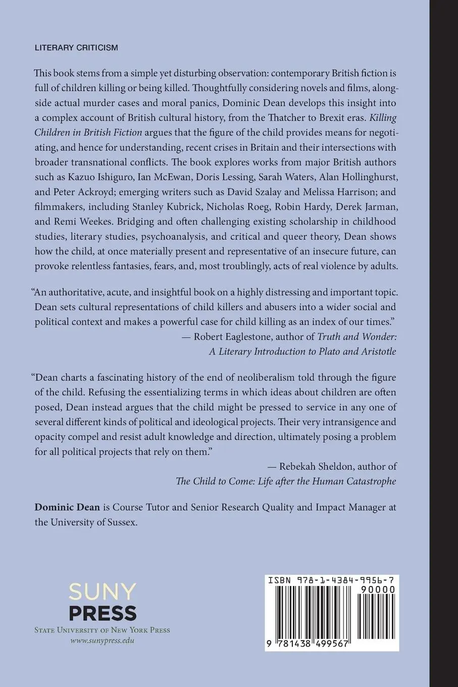 Rückseite: 9781438499567 | Killing Children in British Fiction | Thatcherism to Brexit | Dean