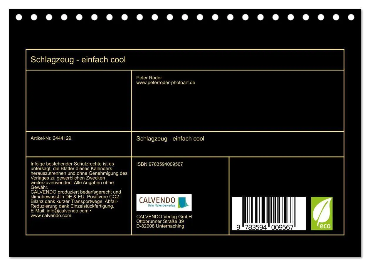 Bild: 9783594009567 | Schlagzeug - einfach cool (Tischkalender 2027 DIN A5 quer),...