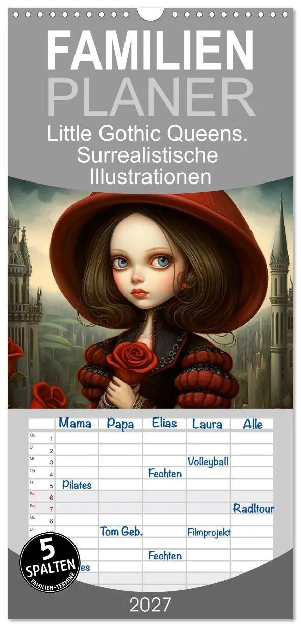 Cover: 9783594319567 | Familienplaner 2027 - Little Gothic Queens. Surrealistische...