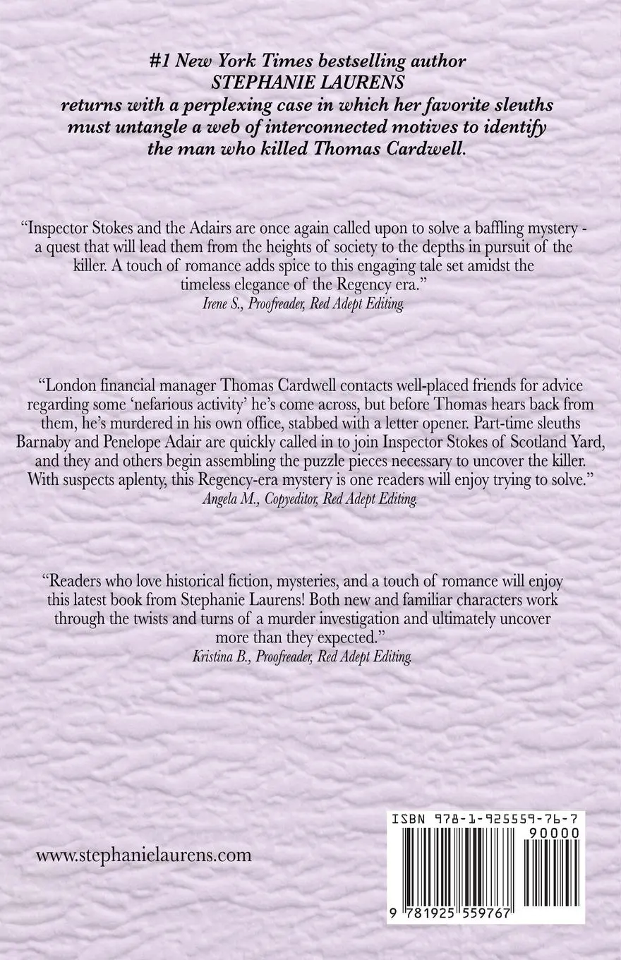 Rückseite: 9781925559767 | The Murder of Thomas Cardwell | Stephanie Laurens | Taschenbuch | 2025