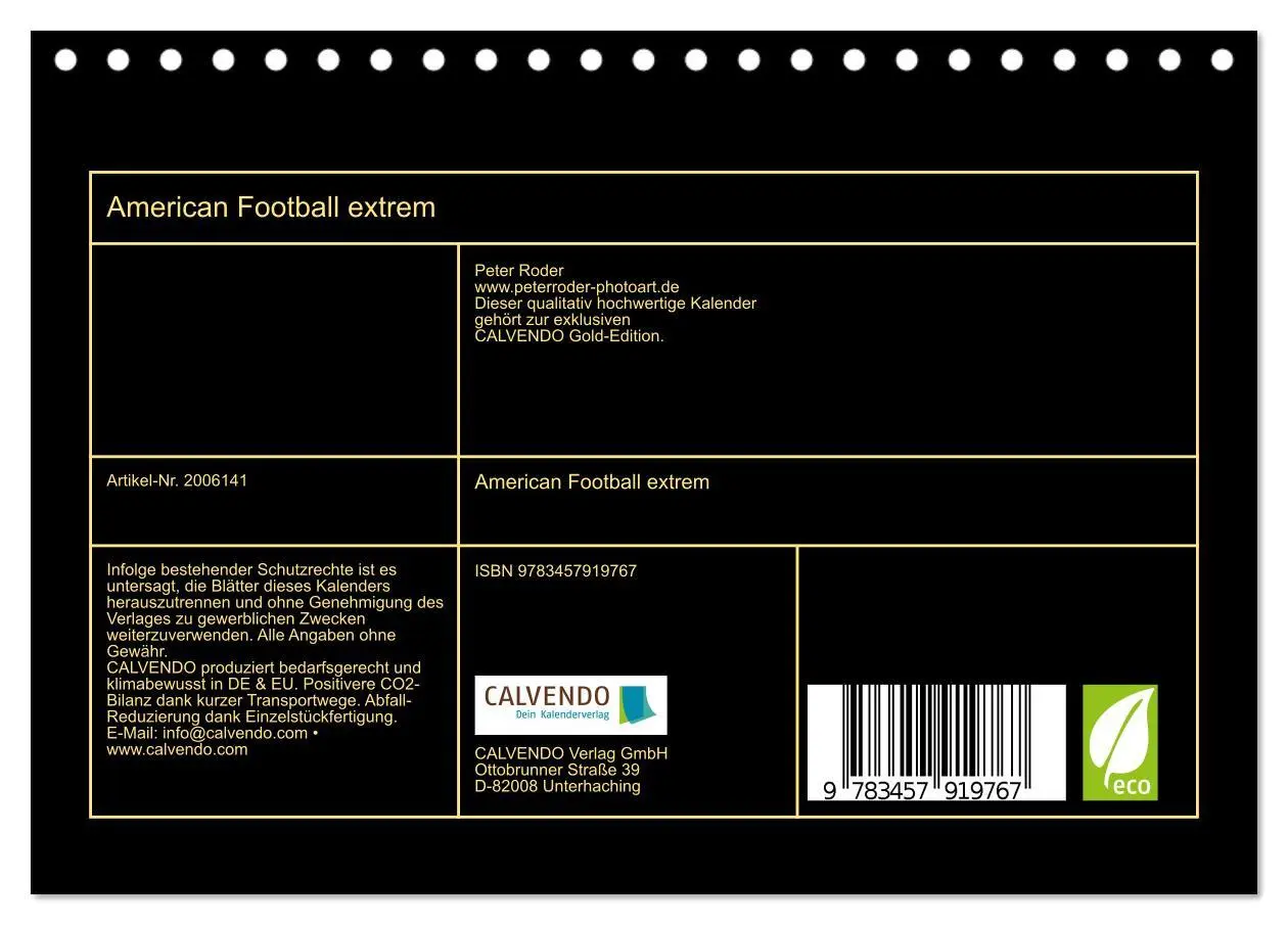 Bild: 9783457919767 | American Football extrem (Tischkalender 2026 DIN A5 quer), CALVENDO...