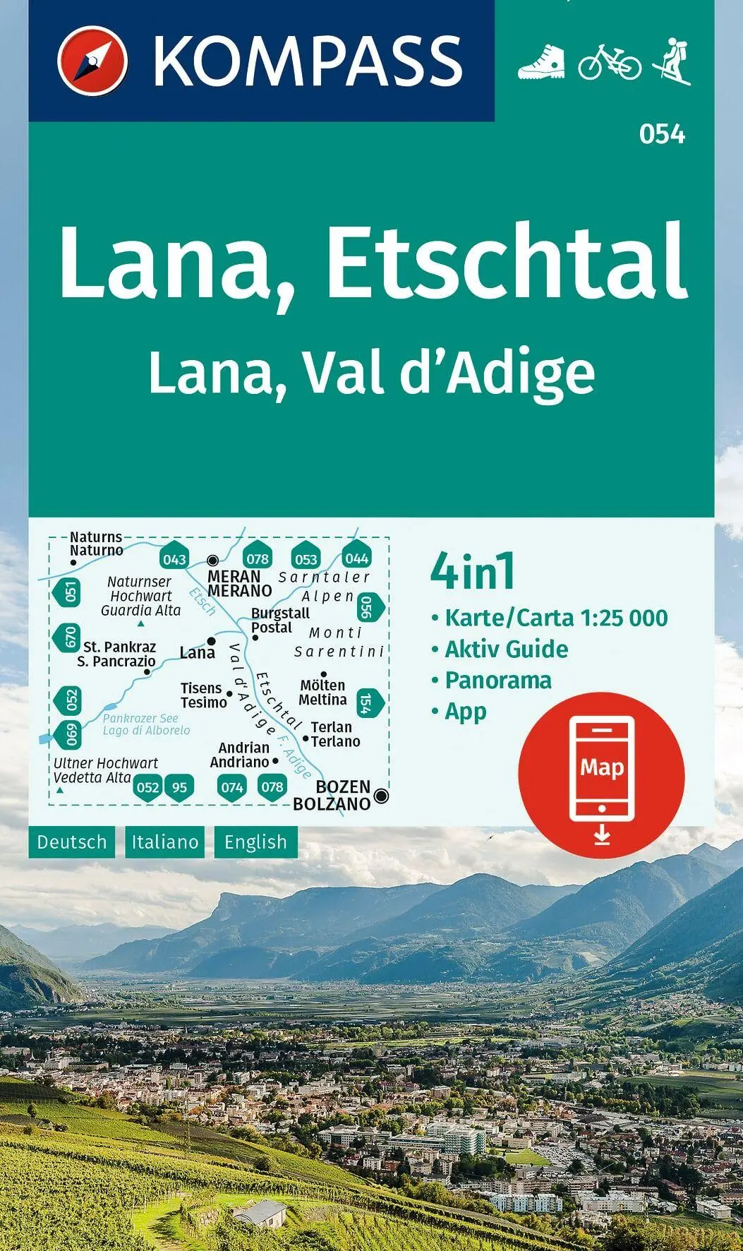 Cover: 9783991219767 | KOMPASS Wanderkarte 054 Lana, Etschtal / Lana, Val d´Adige 1:25.000