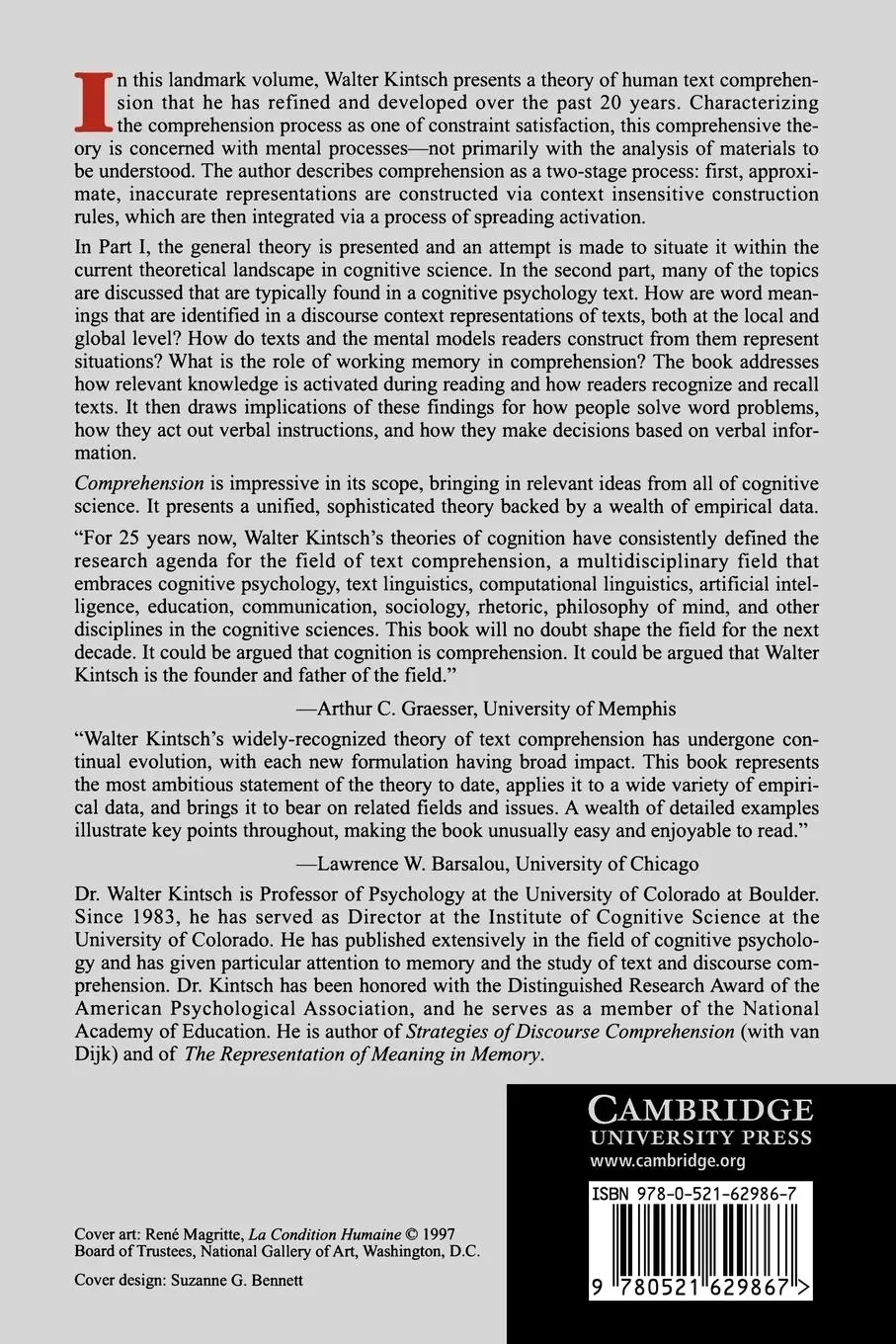 Rückseite: 9780521629867 | Comprehension | A Paradigm for Cognition | Walter Kintsch | Buch