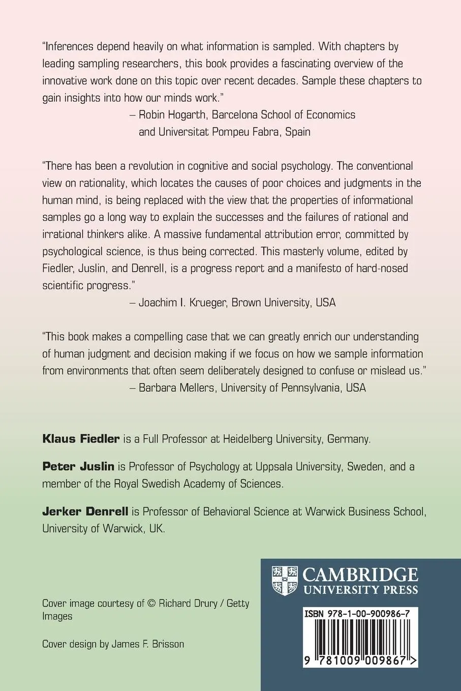 Rückseite: 9781009009867 | Sampling in Judgment and Decision Making | Jerker Denrell (u. a.)