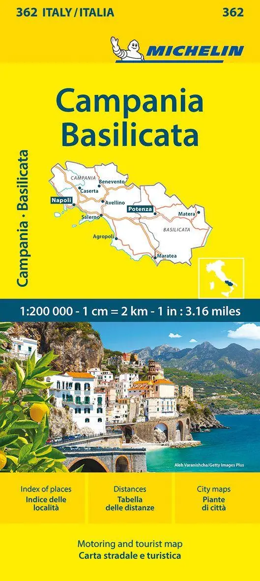 Cover: 9782067259867 | Michelin Kampanien, Basilikata | Straßen- und Tourismuskarte 1:200.000