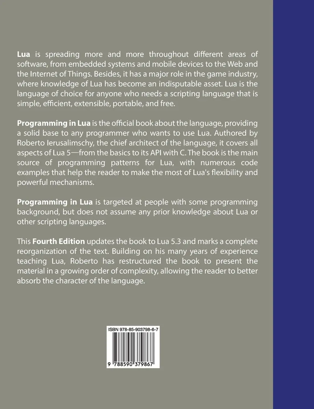 Rückseite: 9788590379867 | Programming in Lua, fourth edition | Roberto Ierusalimschy | Buch