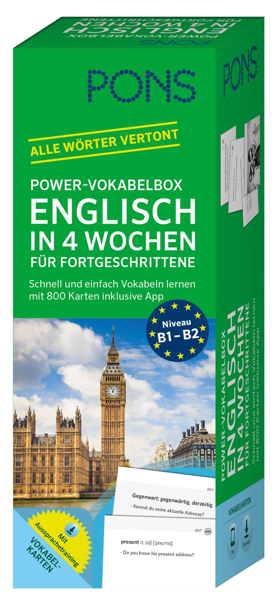 Cover: 9783125629967 | PONS Power-Vokabelbox Englisch in 4 Wochen für Fortgeschrittene | Buch