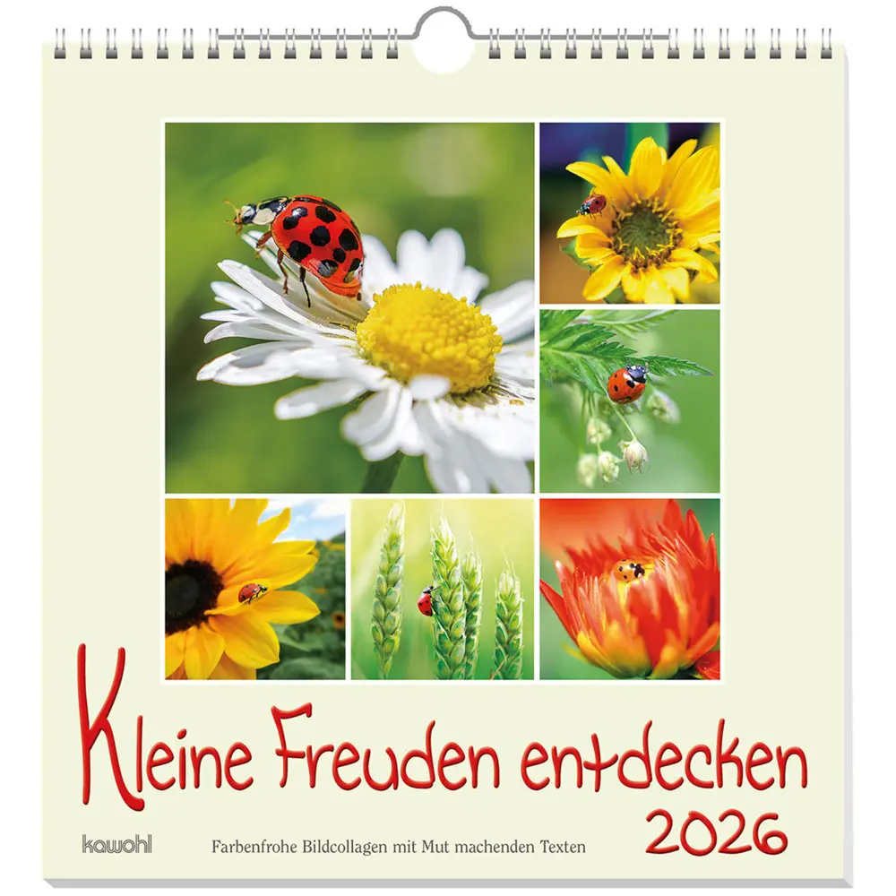 Cover: 9783754829967 | Kleine Freuden entdecken 2026 | Bildcollagen mit Mut machenden Texten