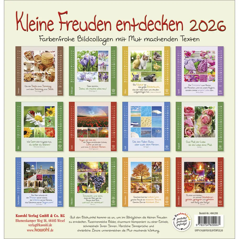 Bild: 9783754829967 | Kleine Freuden entdecken 2026 | Bildcollagen mit Mut machenden Texten