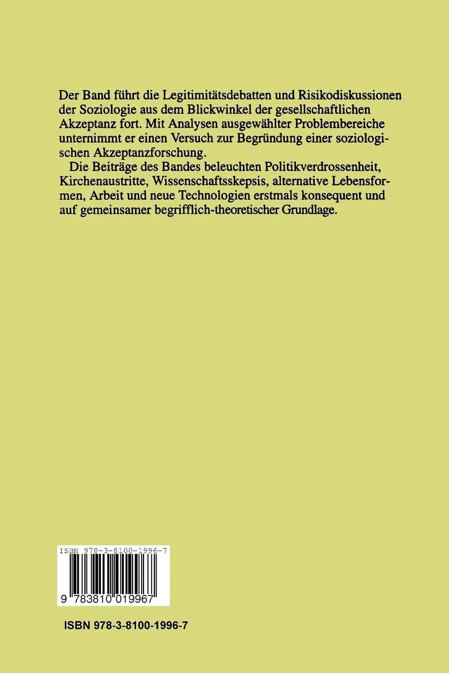 Rückseite: 9783810019967 | Annahme verweigert | Beiträge zur soziologischen Akzeptanzforschung
