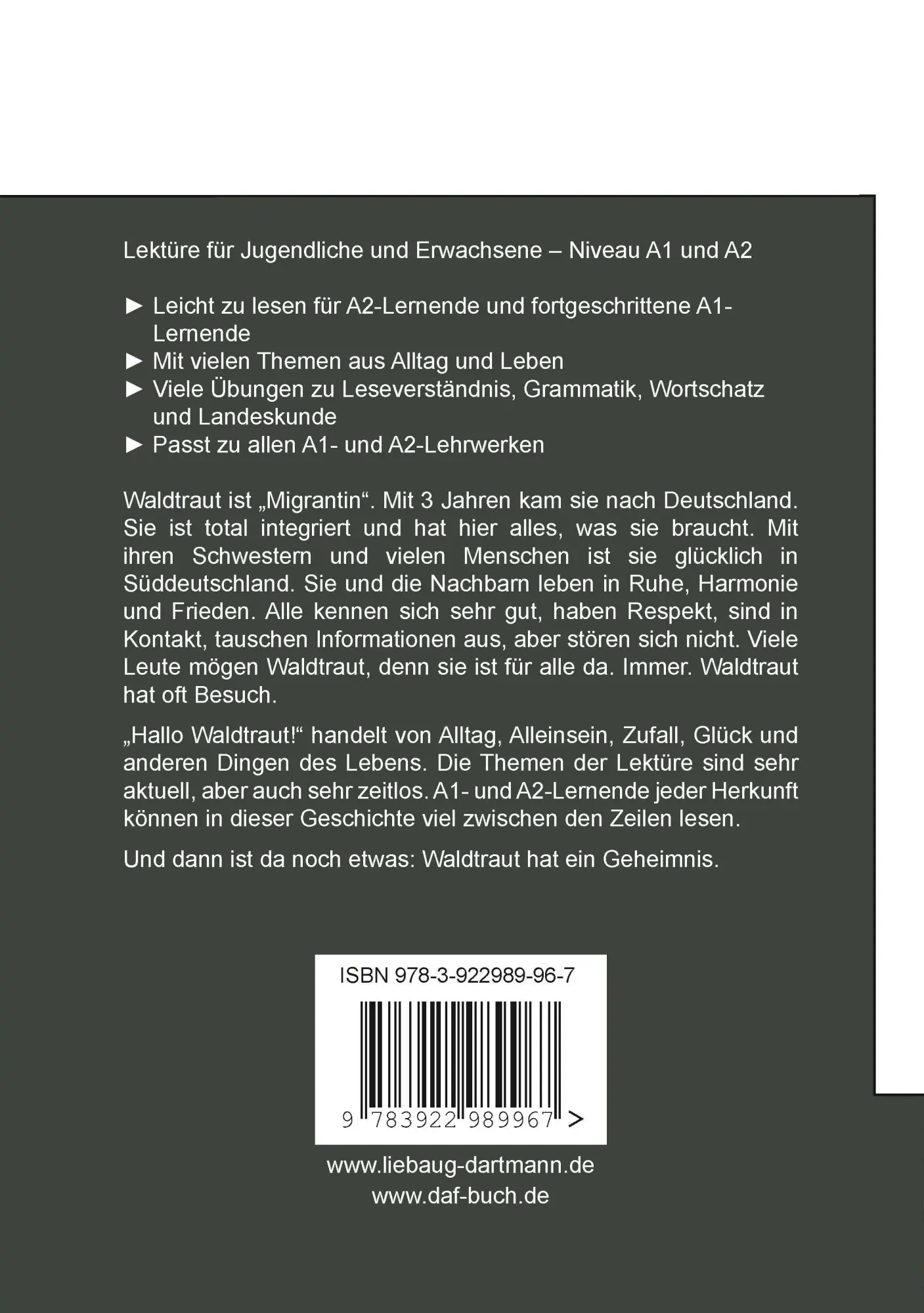 Rückseite: 9783922989967 | Hallo Waldtraut! | Claudia Peter | Broschüre | 48 S. | Deutsch | 2017