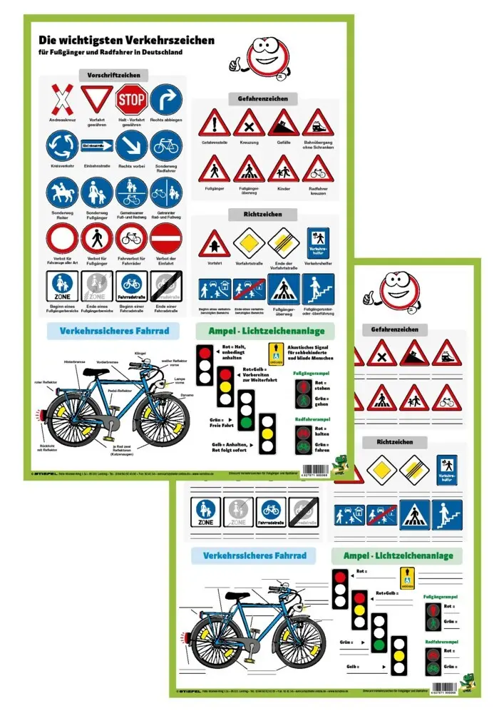 Die wichtigsten Verkehrszeichen für Fußgänger und Radfahrer in Deutschland, DUO-Schreibunterlage klein