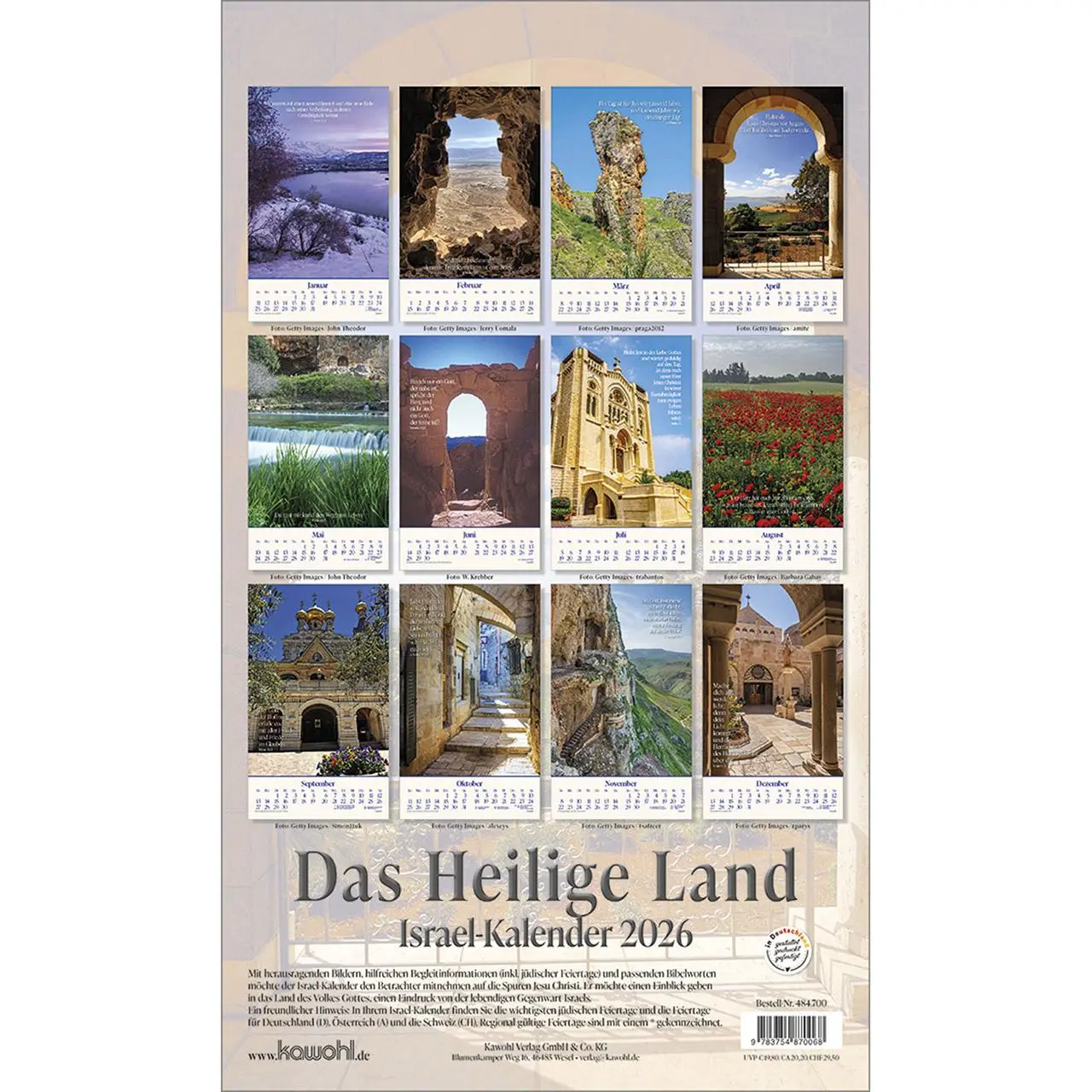 Bild: 9783754870068 | Das Heilige Land 2026 | Israel-Kalender | Willi Krebber | Kalender