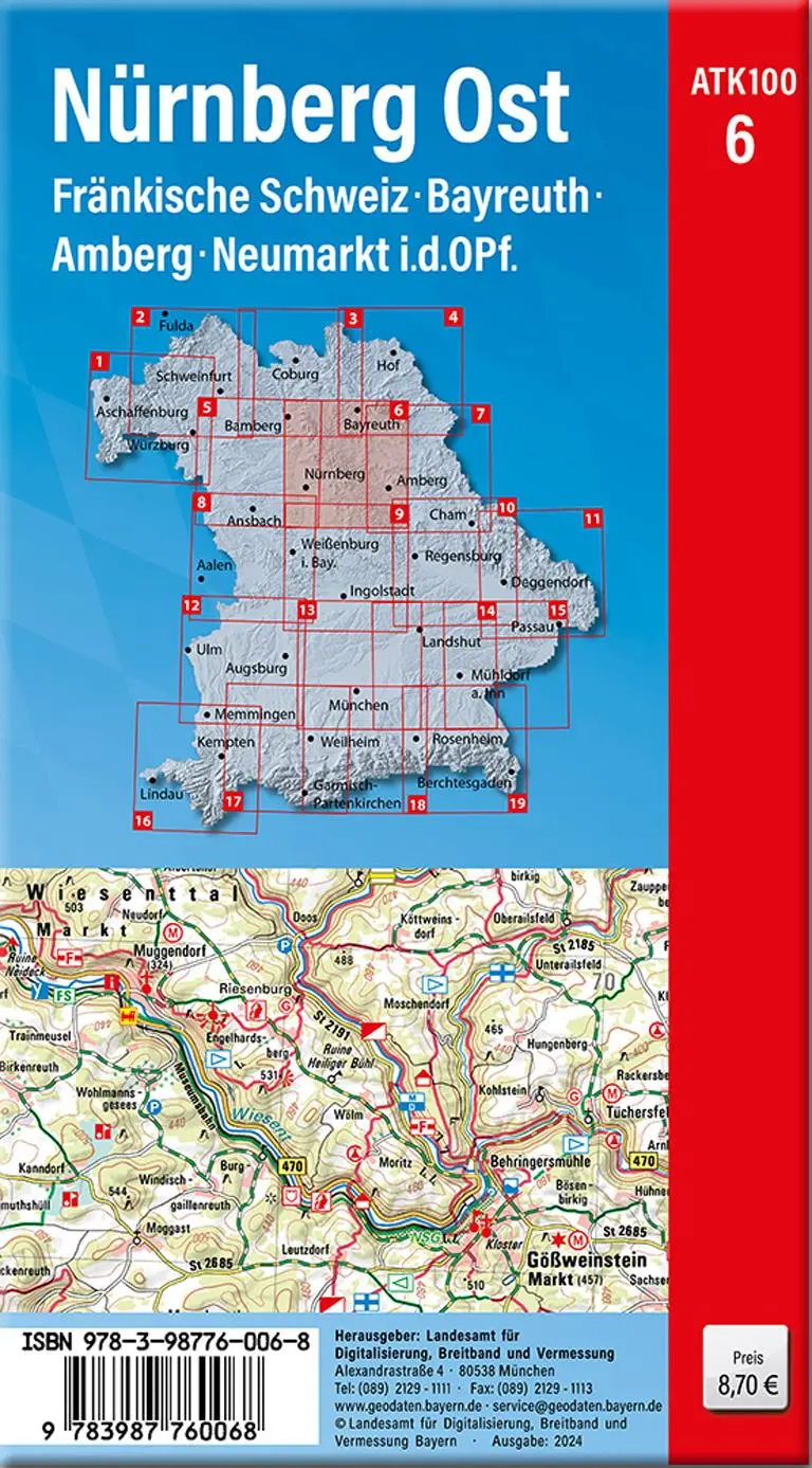 Rückseite: 9783987760068 | ATK100-6 Nürnberg Ost (Amtliche Topographische Karte 1:100000) | 2024