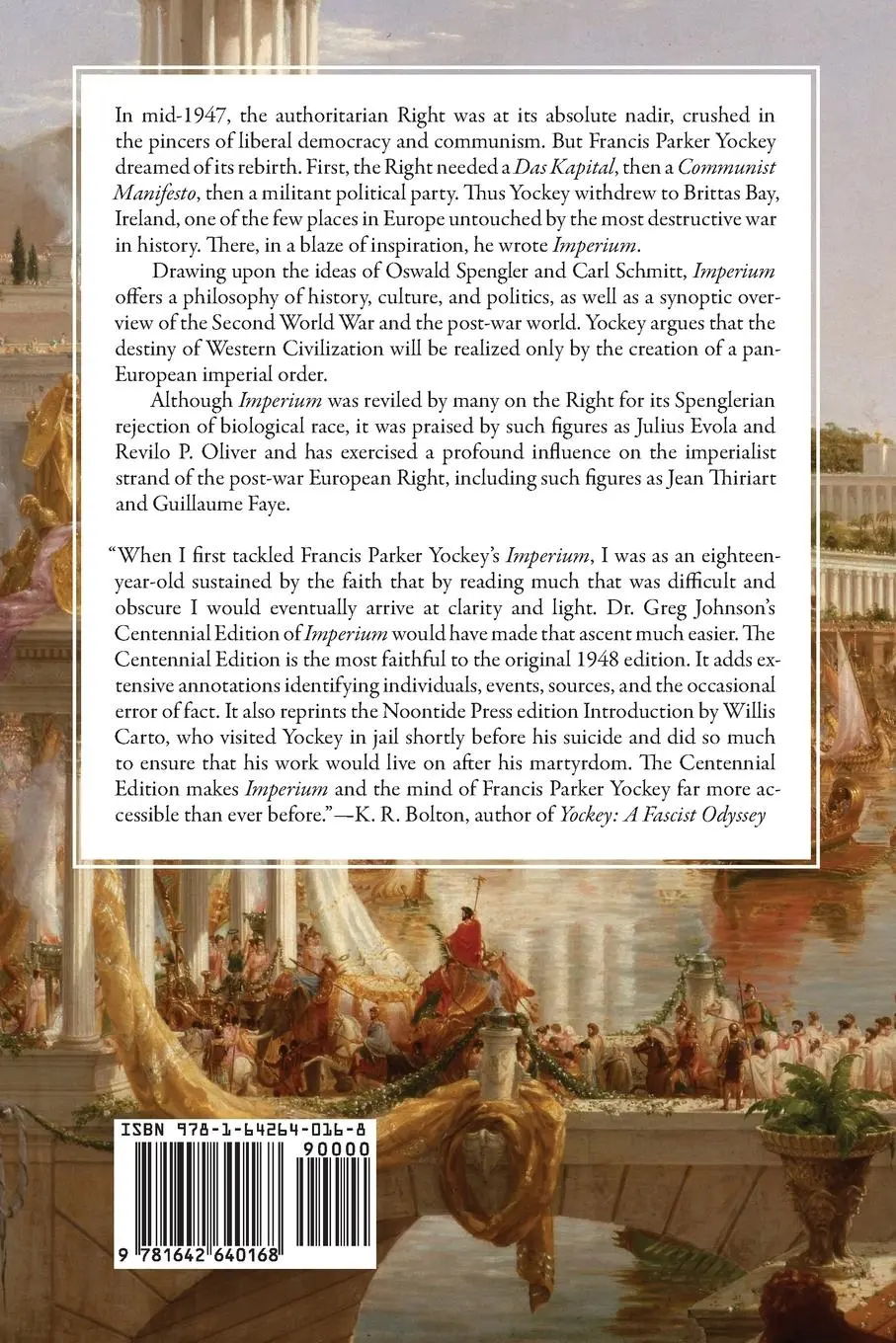 Rückseite: 9781642640168 | Imperium | The Philosophy of History and Politics | Yockey | Buch