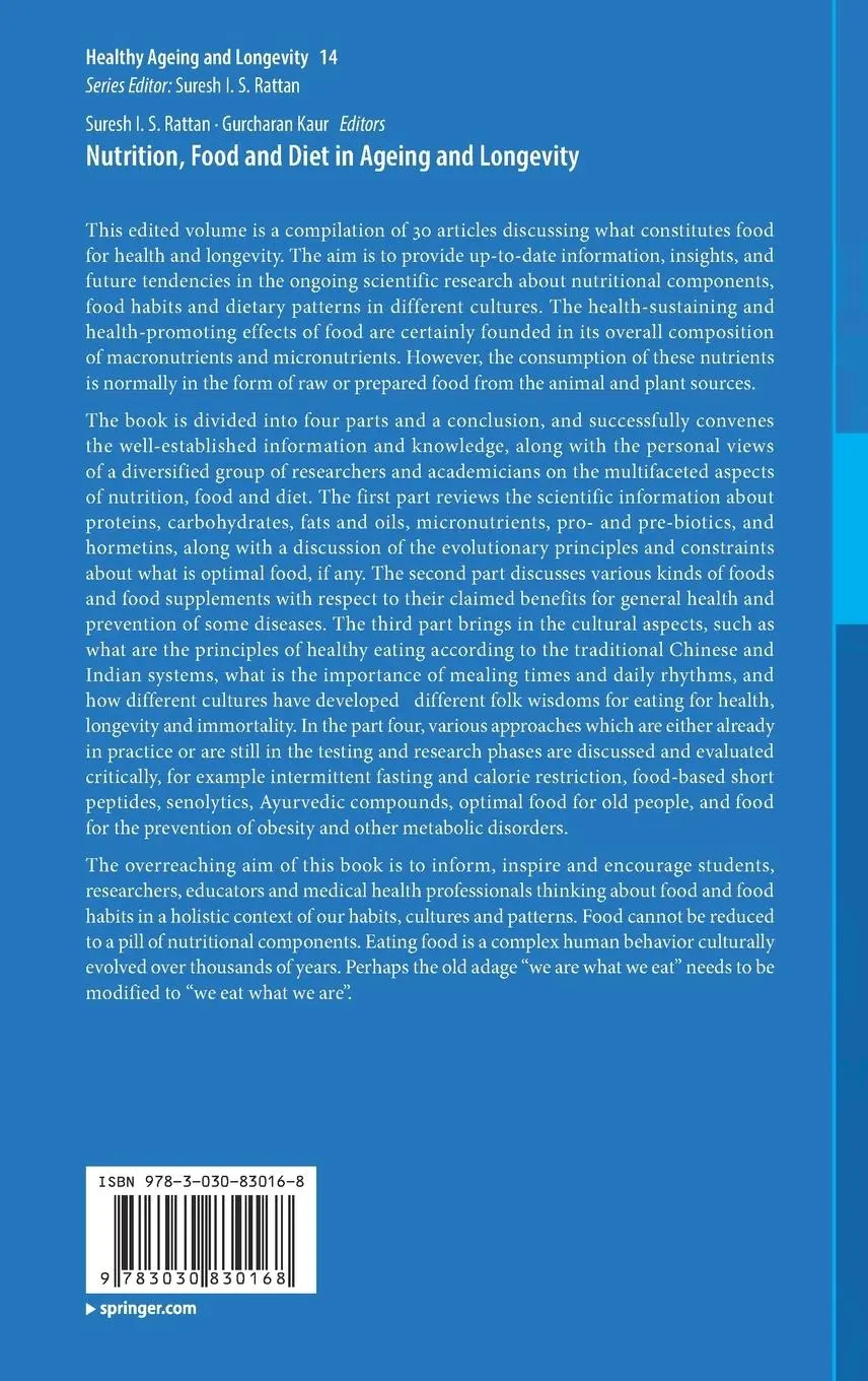 Rückseite: 9783030830168 | Nutrition, Food and Diet in Ageing and Longevity | Kaur (u. a.) | Buch