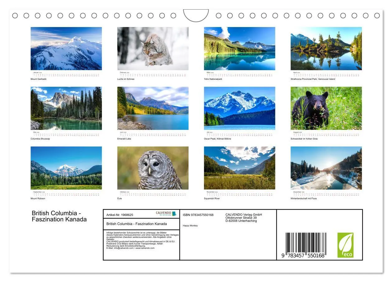 Bild: 9783457550168 | British Columbia - Faszination Kanada (Wandkalender 2026 DIN A4...