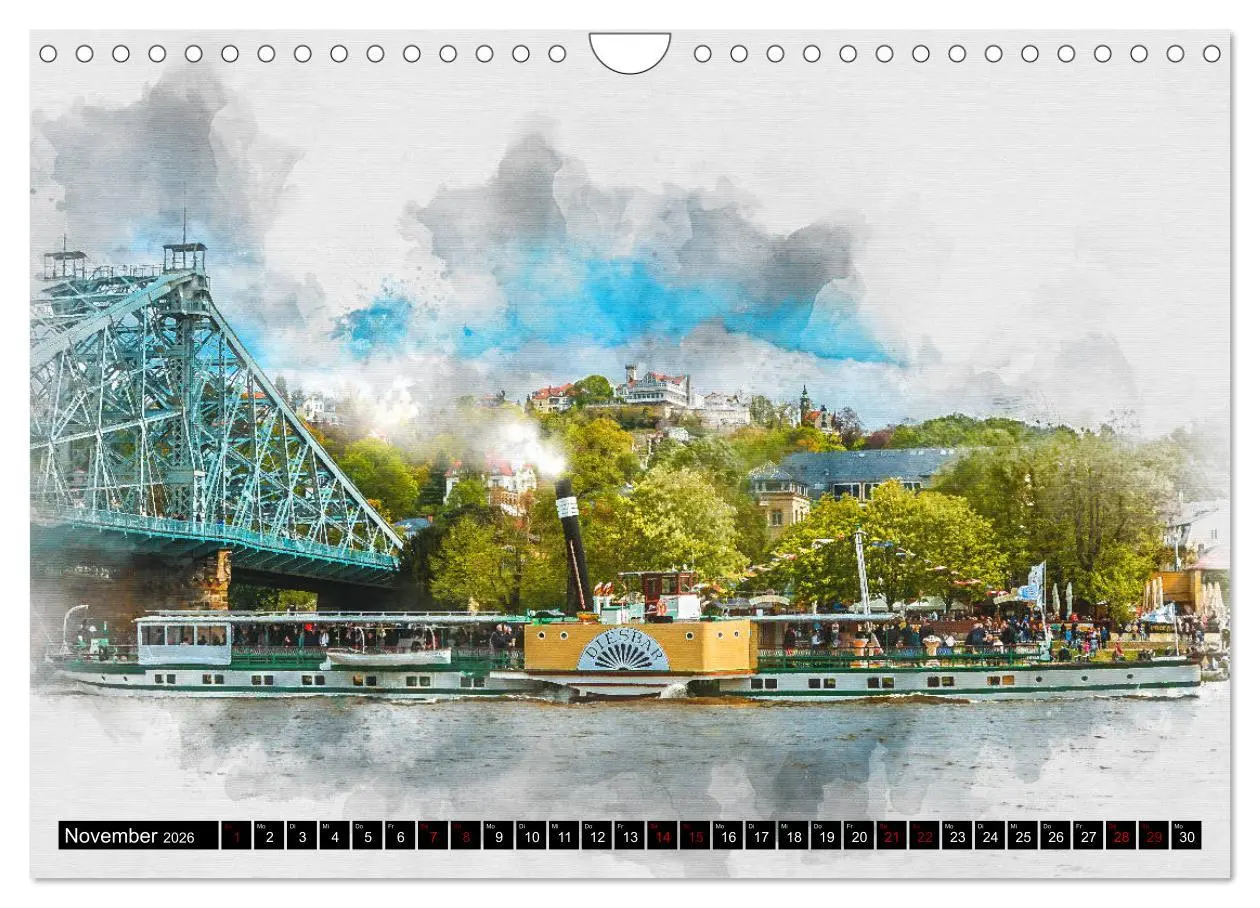 Bild: 9783457860168 | Sächsische Dampfer Aquarelle (Wandkalender 2026 DIN A4 quer),...
