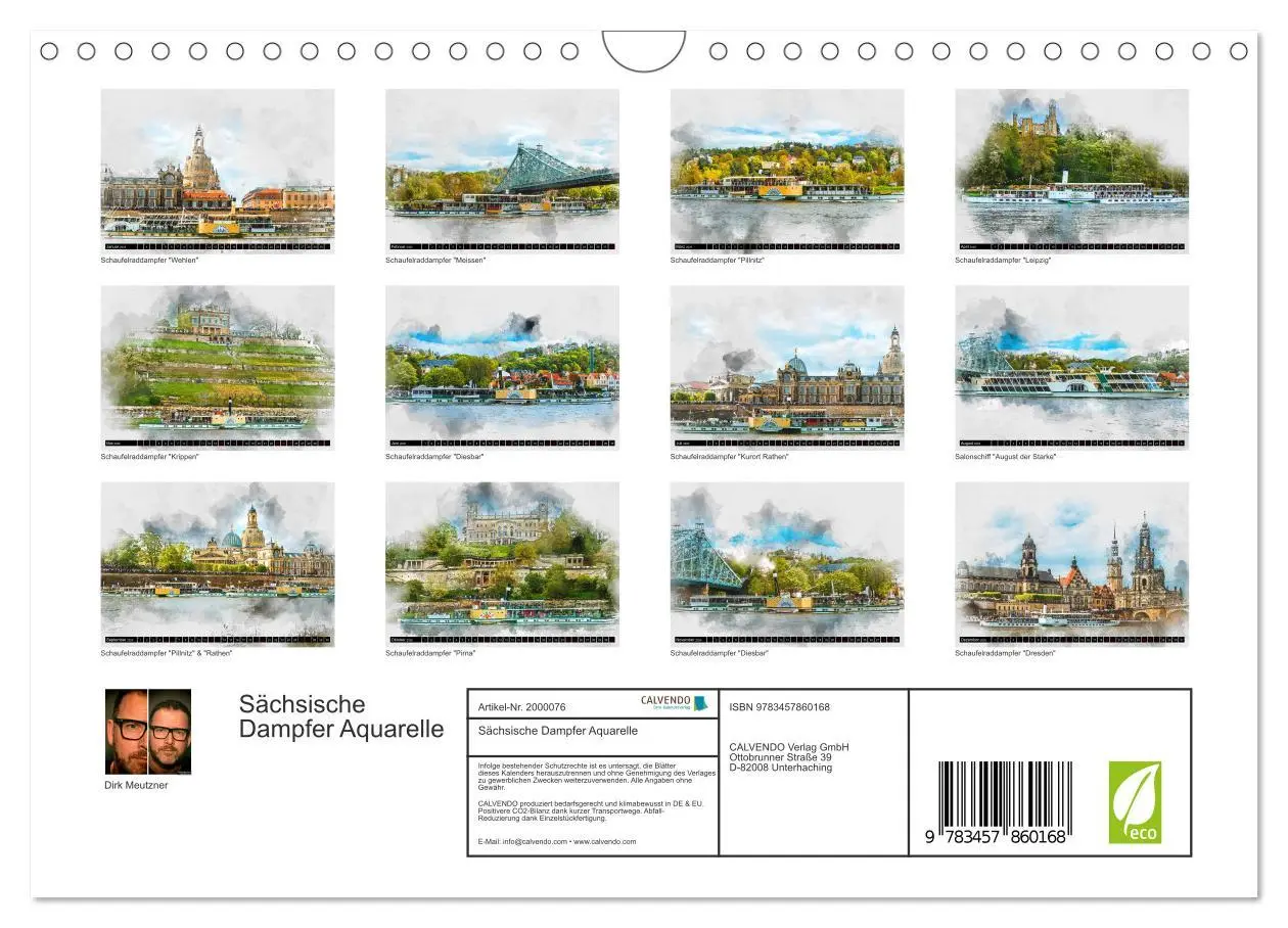 Bild: 9783457860168 | Sächsische Dampfer Aquarelle (Wandkalender 2026 DIN A4 quer),...