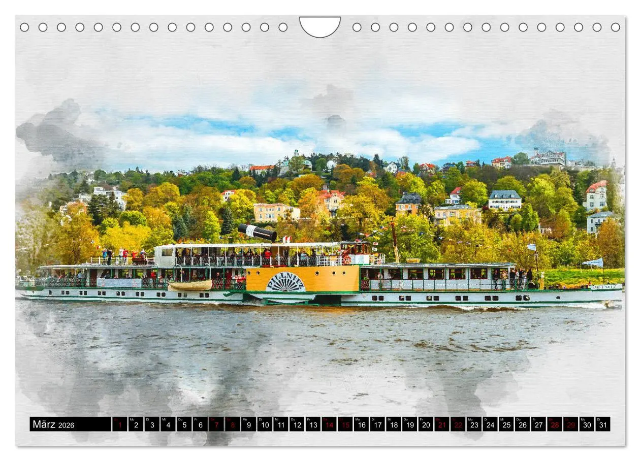 Bild: 9783457860168 | Sächsische Dampfer Aquarelle (Wandkalender 2026 DIN A4 quer),...