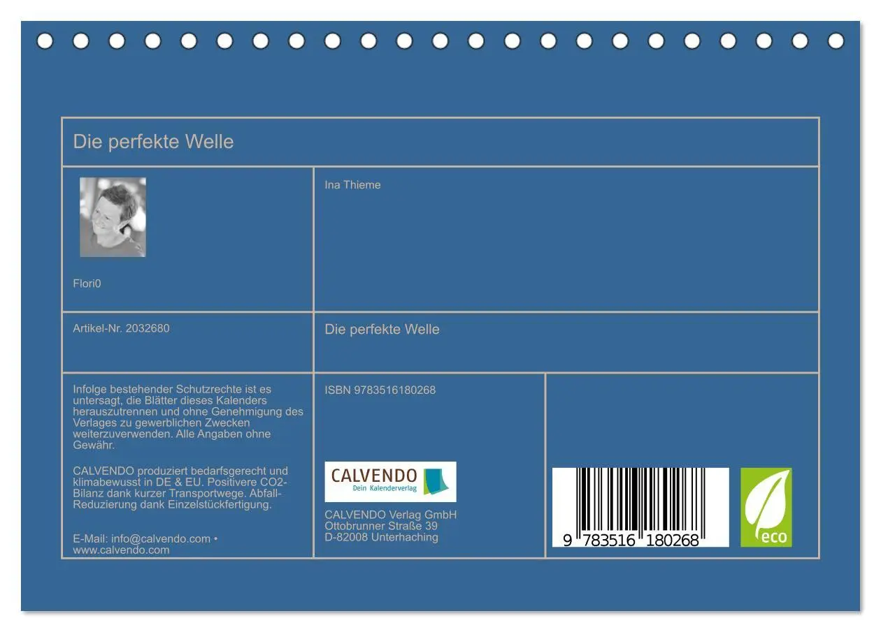 Bild: 9783516180268 | Die perfekte Welle (Tischkalender 2026 DIN A5 quer), CALVENDO...