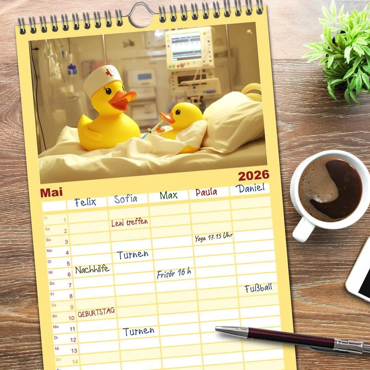 Bild: 9783516490268 | Familienplaner 2026 - Badeenten Kalender - Quietscheenten in der...
