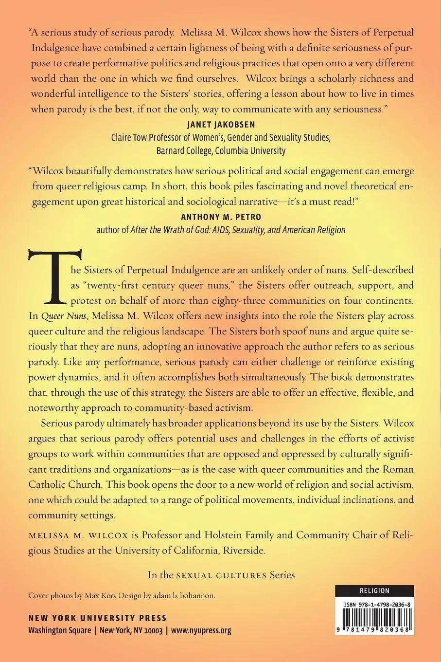 Rückseite: 9781479820368 | Queer Nuns | Religion, Activism, and Serious Parody | Melissa M Wilcox