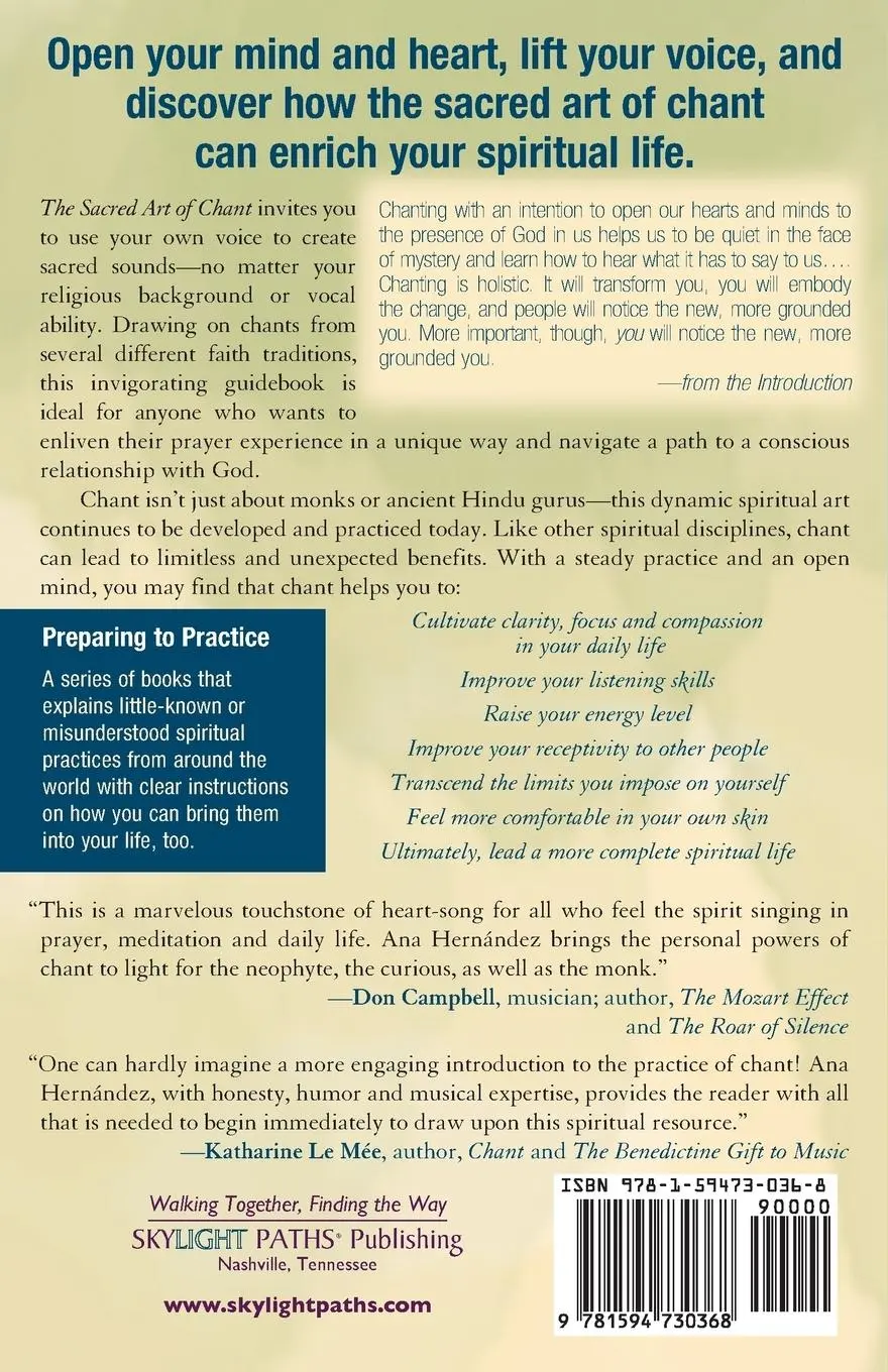 Rückseite: 9781594730368 | The Sacred Art of Chant | Preparing to Practice | Ana Hernandez | Buch