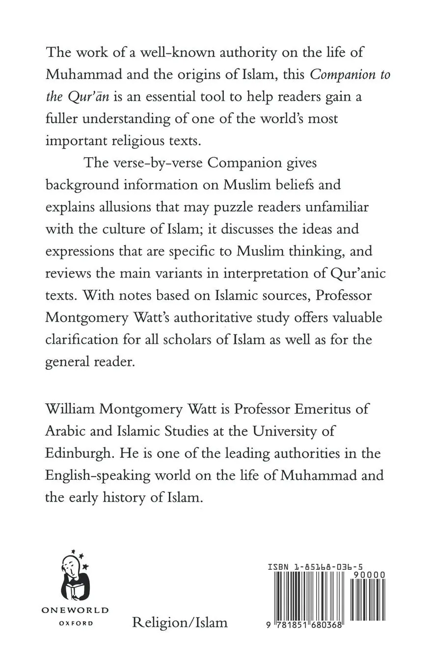 Rückseite: 9781851680368 | Companion to the Qur'an | William Montgomery Watt | Taschenbuch | 2007